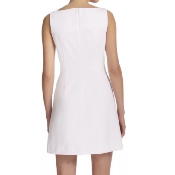 Tory Burch Cotton Pique Square Neck White Mini Dress Sz 6 Minimalist Casual - Picture 14 of 16